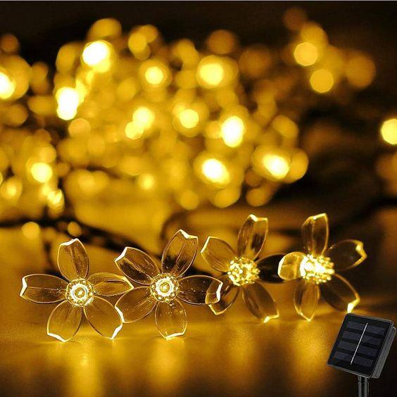 Solar String Flower Lights Outdoor Waterproof 50 LED Fairy Light Decorations for Garden Fence Patio Yard Christmas Tree - Decotree.co Online Shop