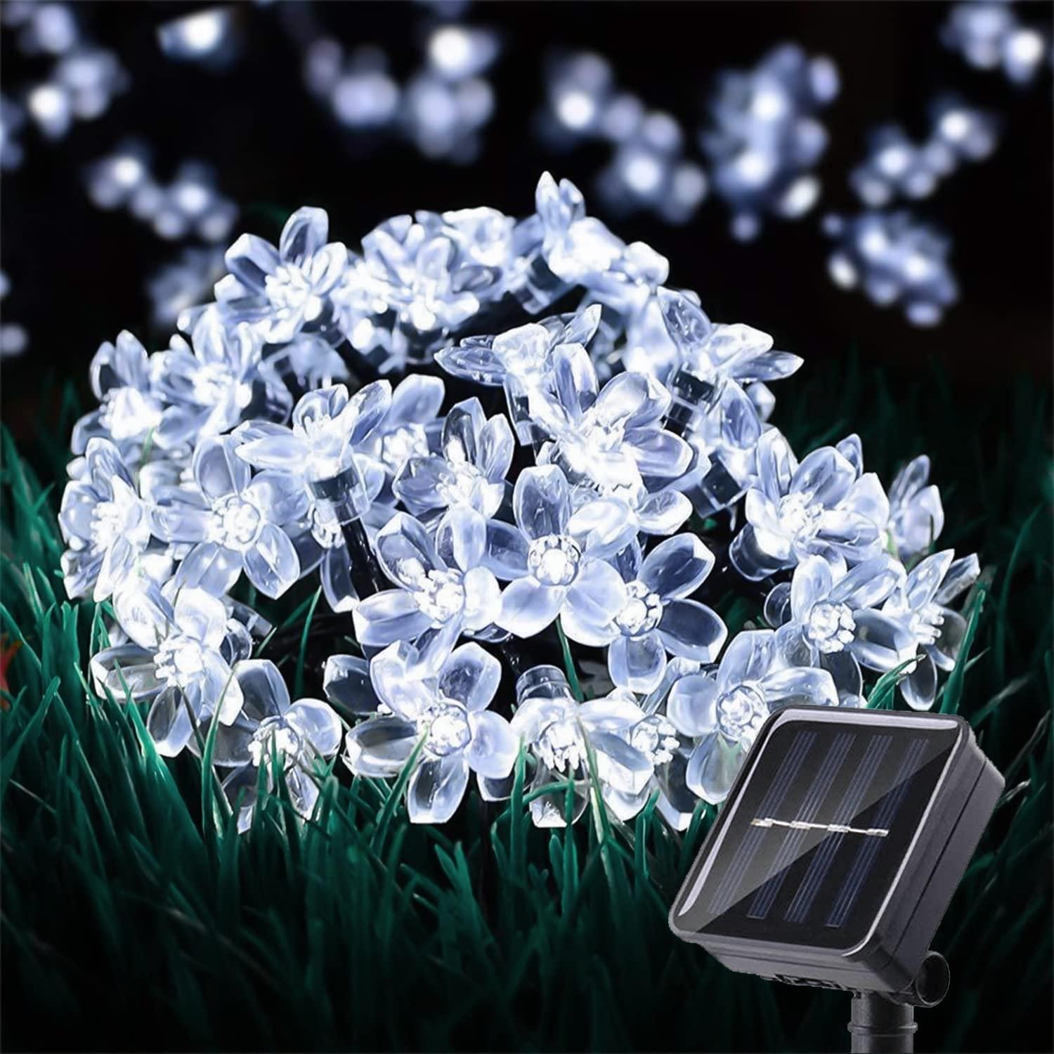 Solar String Flower Lights Outdoor Waterproof 50 LED Fairy Light Decorations for Garden Fence Patio Yard Christmas Tree - Decotree.co Online Shop
