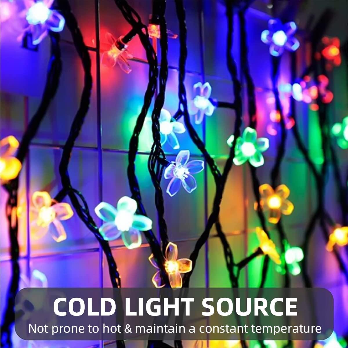 Solar String Flower Lights Outdoor Waterproof 50 LED Fairy Light Decorations for Garden Fence Patio Yard Christmas Tree - Decotree.co Online Shop