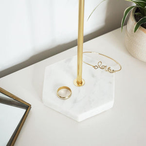Solid Marble & Gold Jewelry Stand Tree Organizer - Decotree.co Online Shop