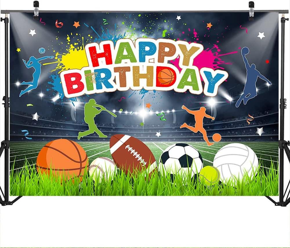 Sport Balls Theme Birthday Backdrop Basketball Tennis Football Baseball Volleyball Boys Birthday Party Background - Decotree.co Online Shop
