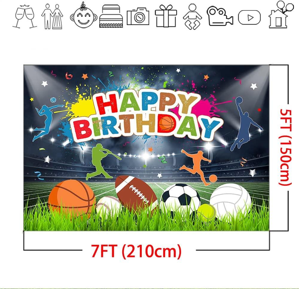 Sport Balls Theme Birthday Backdrop Basketball Tennis Football Baseball Volleyball Boys Birthday Party Background - Decotree.co Online Shop