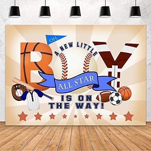 Sports Baby Shower Party Decoration backdrop for Boy Football Baseball Basketball Sport Theme Party - Decotree.co Online Shop