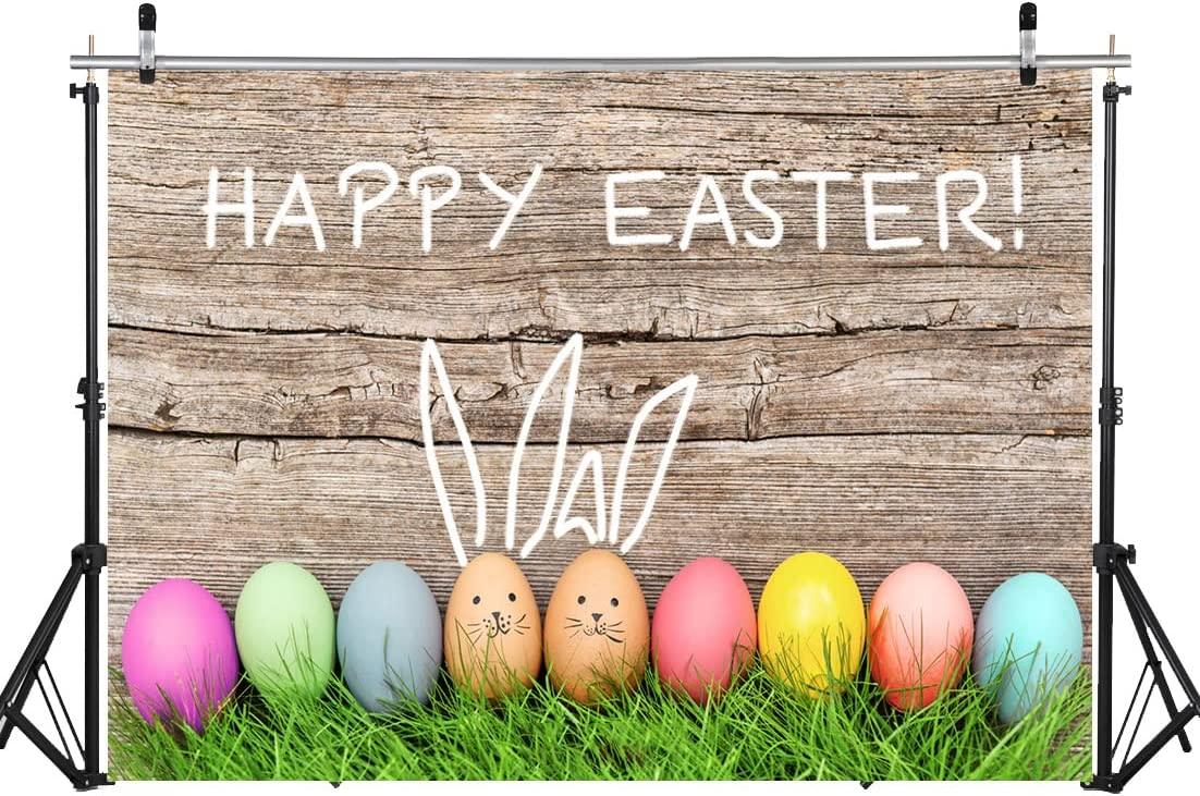 Spring Happy Easter Theme Photography Backdrop Easter Backdrop Easter Eggs Grass Plank Backdrop - Decotree.co Online Shop