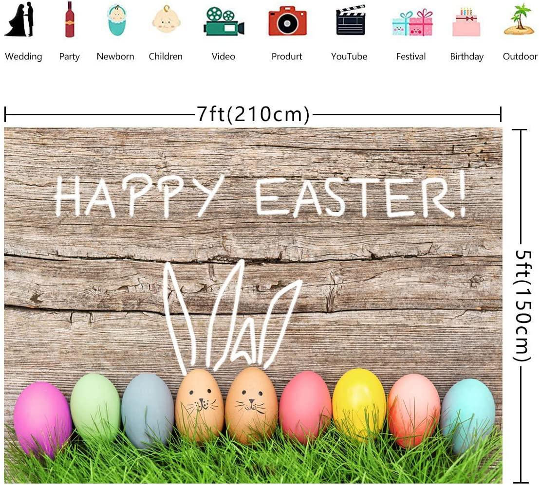 Spring Happy Easter Theme Photography Backdrop Easter Backdrop Easter Eggs Grass Plank Backdrop - Decotree.co Online Shop