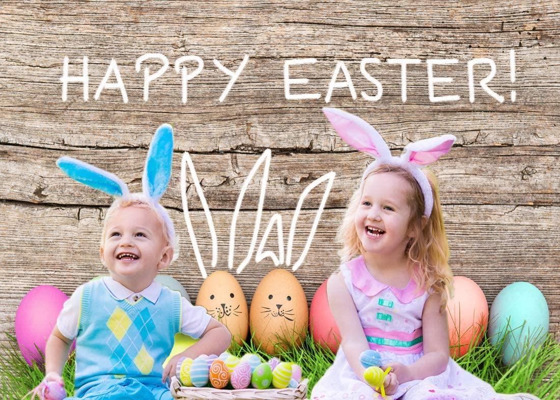 Spring Happy Easter Theme Photography Backdrop Easter Backdrop Easter Eggs Grass Plank Backdrop - Decotree.co Online Shop