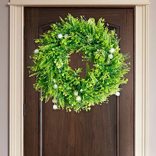 Spring Wreaths for Front Door- 20" St Patrick's Day Door Wreath Farmhouse Greenery Artificial Green Leaves Wreaths+Wreath Hanger - Decotree.co Online Shop
