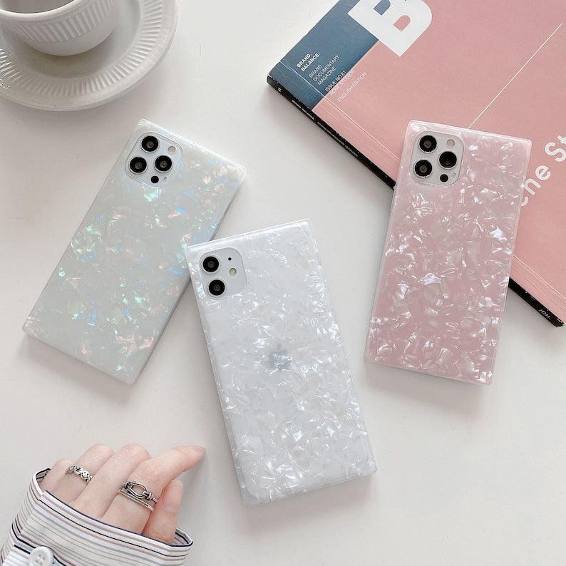 Square Seashell Texture iPhone 13 12 11 Pro Max case iPhone 13 12 mini case iPhone XR case iPhone XS Max Case iPhone 8 Plus - Decotree.co Online Shop