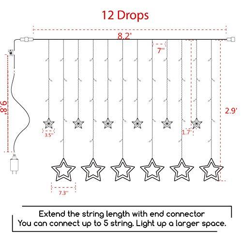 Star Curtain Lights Waterproof for Outdoor Use 8 Lighting Modes Timing for Party, Bedroom, Wedding, Window, Christmas - Decotree.co Online Shop