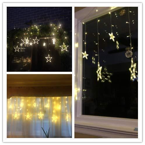 Star Curtain Lights Waterproof for Outdoor Use 8 Lighting Modes Timing for Party, Bedroom, Wedding, Window, Christmas - Decotree.co Online Shop