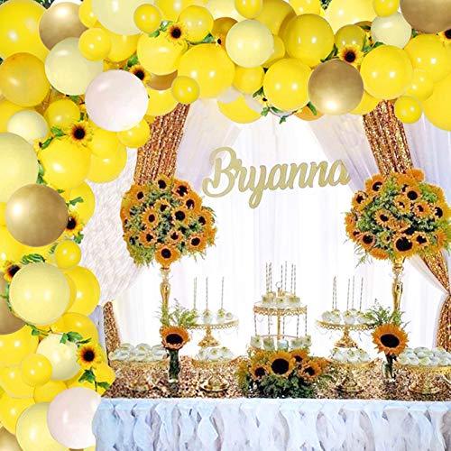 Sunflower Yellow Balloons Garland Arch Kit Yellow Gold White Balloons and Sunflower Vines for Sunflower Bee Theme Birthday - Decotree.co Online Shop