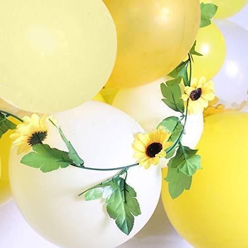 Sunflower Yellow Balloons Garland Arch Kit Yellow Gold White Balloons and Sunflower Vines for Sunflower Bee Theme Birthday - Decotree.co Online Shop