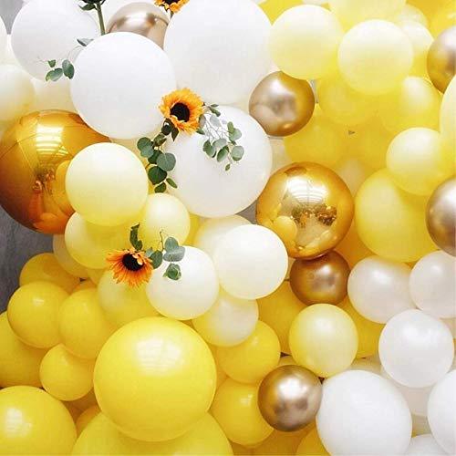Sunflower Yellow Balloons Garland Arch Kit Yellow Gold White Balloons and Sunflower Vines for Sunflower Bee Theme Birthday - Decotree.co Online Shop