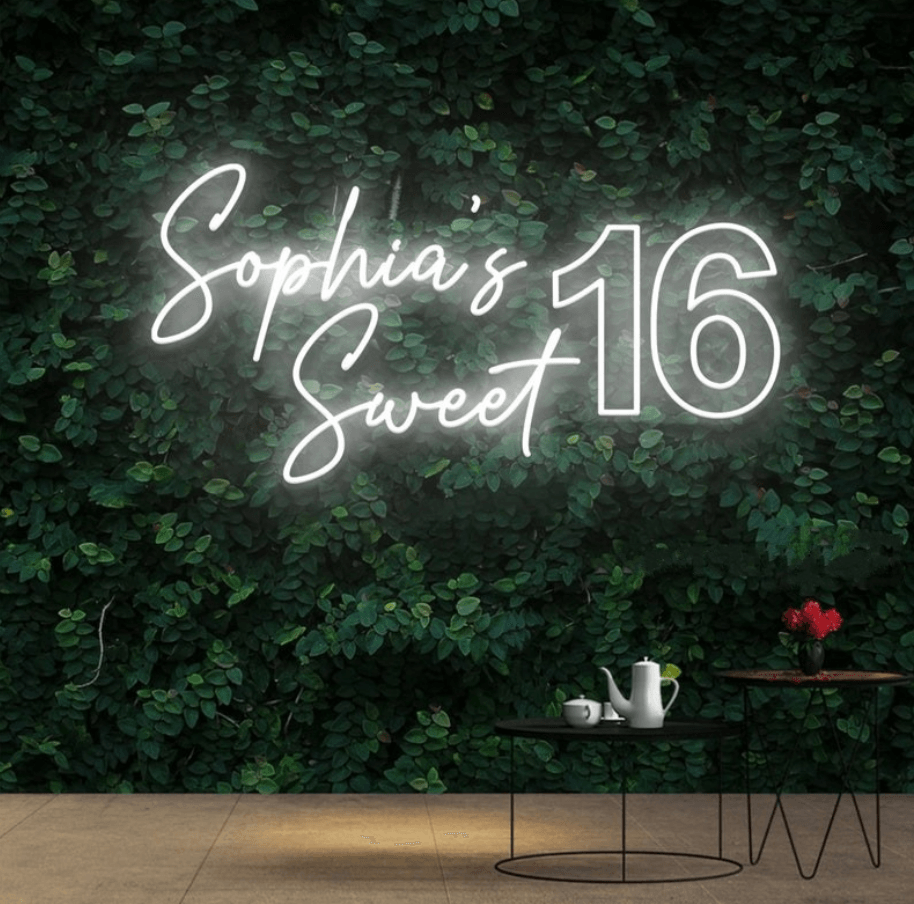 Sweet 16 Neon Sign Custom Name Sweet 16 Party Decorations Birthday Neon Sign Party Decor Best Friend Birthday Gifts for her - Decotree.co Online Shop