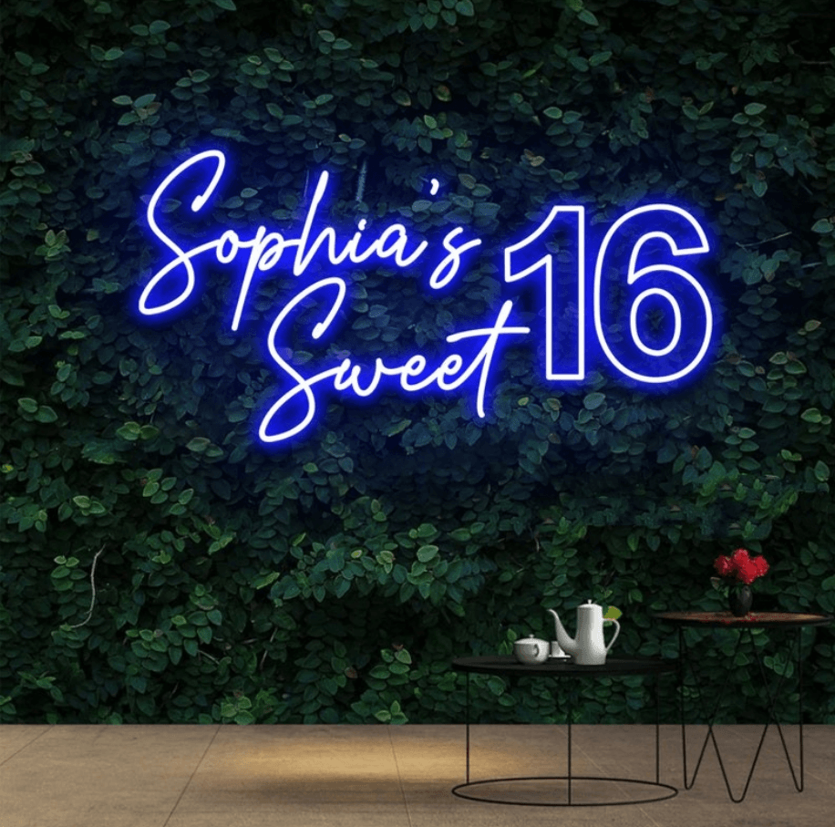 Sweet 16 Neon Sign Custom Name Sweet 16 Party Decorations Birthday Neon Sign Party Decor Best Friend Birthday Gifts for her - Decotree.co Online Shop