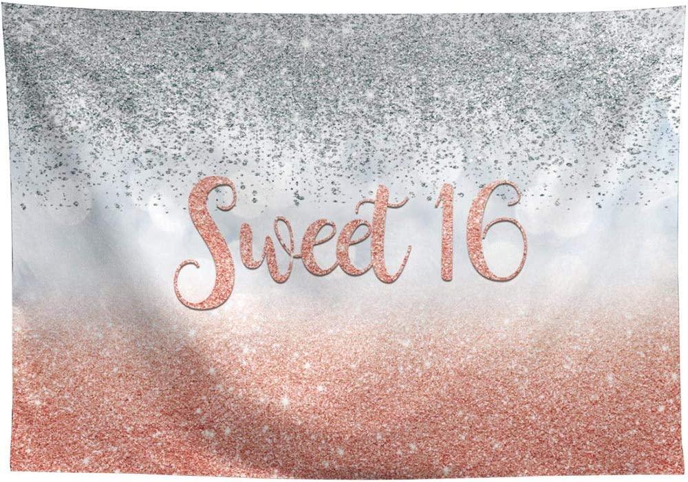 Sweet 16 Silver Blue Bokeh Glitter Backdrop 7x5ft for Girls Happy 16th Birthday Party Decorations - Decotree.co Online Shop