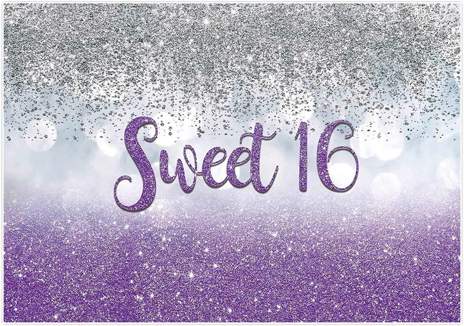 Sweet 16 Silver Blue Bokeh Glitter Backdrop 7x5ft for Girls Happy 16th Birthday Party Decorations - Decotree.co Online Shop