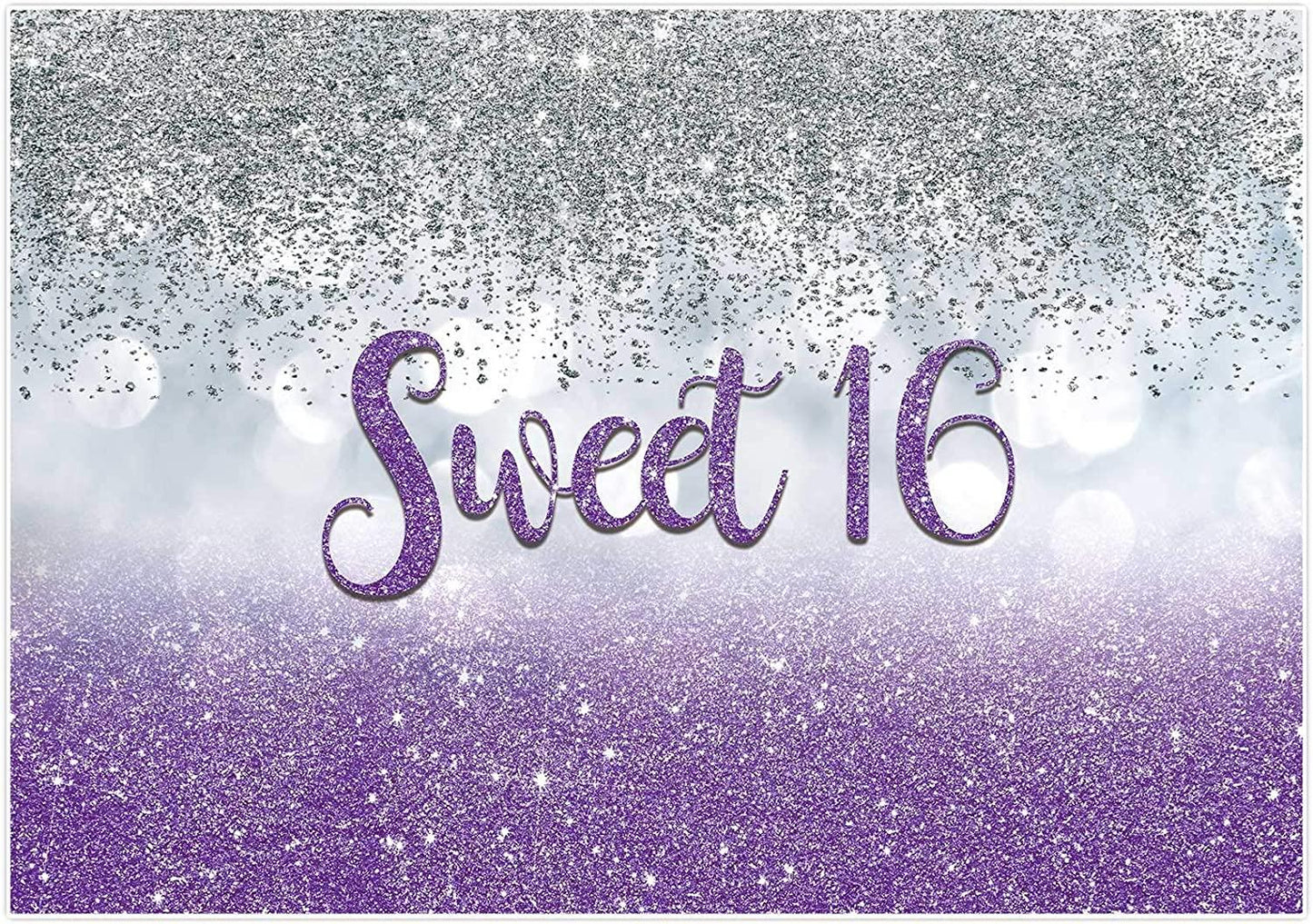 Sweet 16 Silver Blue Bokeh Glitter Backdrop 7x5ft for Girls Happy 16th Birthday Party Decorations - Decotree.co Online Shop