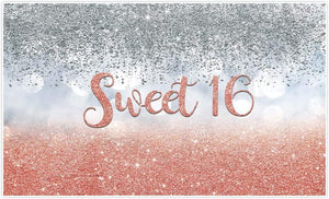 Sweet 16 Silver Blue Bokeh Glitter Backdrop 7x5ft for Girls Happy 16th Birthday Party Decorations - Decotree.co Online Shop