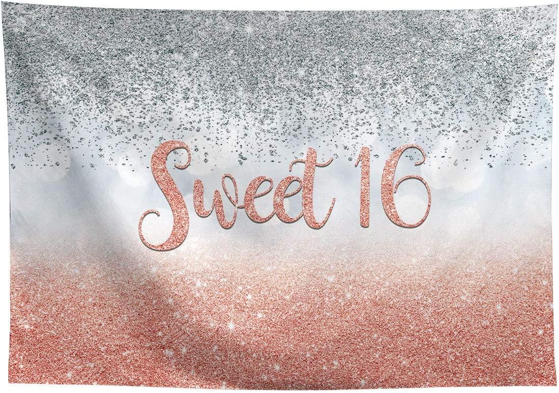 Sweet 16 Silver Blue Bokeh Glitter Backdrop 7x5ft for Girls Happy 16th Birthday Party Decorations - Decotree.co Online Shop