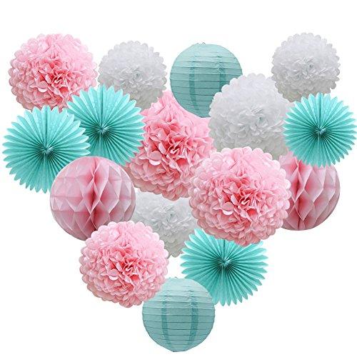 Teal Party Supplies for Bridal Baby Shower First Birthday Party Wedding Decorations (16pcs) - Decotree.co Online Shop