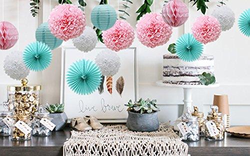 Teal Party Supplies for Bridal Baby Shower First Birthday Party Wedding Decorations (16pcs) - Decotree.co Online Shop