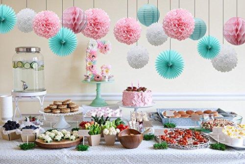 Teal Party Supplies for Bridal Baby Shower First Birthday Party Wedding Decorations (16pcs) - Decotree.co Online Shop