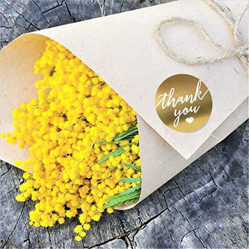 Thank You Label Sticker 1.5" Round with Gold and White Heart 500 Labels Per Roll, Thank You Sticker Gold for Birthdays, Weddings - Decotree.co Online Shop