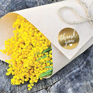 Thank You Label Sticker 1.5" Round with Gold and White Heart 500 Labels Per Roll, Thank You Sticker Gold for Birthdays, Weddings - Decotree.co Online Shop