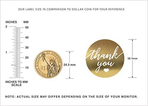 Thank You Label Sticker 1.5" Round with Gold and White Heart 500 Labels Per Roll, Thank You Sticker Gold for Birthdays, Weddings - Decotree.co Online Shop