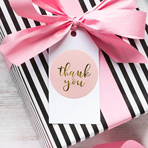 Thank You Stickers with Gold Foil | 1.5 inches | 500 Pink Stickers for Company Gifts & Birthday Party Favors - Decotree.co Online Shop