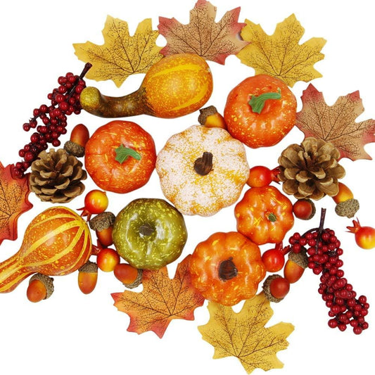 Thanksgiving Artificial Pumpkins Home Decoration Set, Mixture of 50 Harvest Decoration - Decotree.co Online Shop