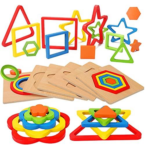 Toddler Puzzles Games Wooden Toys Montessori Shape Sorting Puzzle Toddlers Activities Preschool Learning Early Educational Birthday Travel Outdoor Toys for Kids Age 1 2 3 4 5 6 Year Old - Decotree.co Online Shop