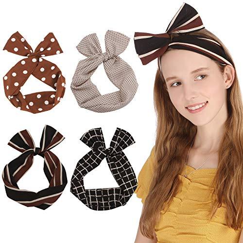 Twist Bow Wired Headbands Scarf Wrap Hair Accessory Hairband (4 Packs) - Decotree.co Online Shop