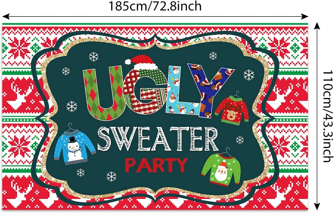 Ugly Sweater Party Supplies Large Fabric Red and Green Ugly Xmas Sweater Party Backdrop for Ugly Sweater - Decotree.co Online Shop