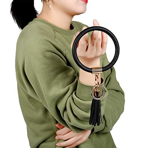 Upgraded Black Key Ring Bracelets, Large Circle Leather Bracelet Holder - Decotree.co Online Shop