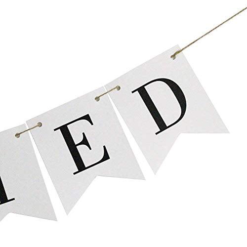 Vintage White Just Married Banner Wedding Bunting Photo Booth Props Signs Garland Bridal Shower Decoration - Decotree.co Online Shop