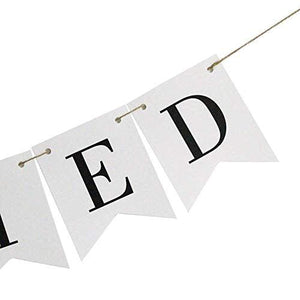 Vintage White Just Married Banner Wedding Bunting Photo Booth Props Signs Garland Bridal Shower Decoration - Decotree.co Online Shop