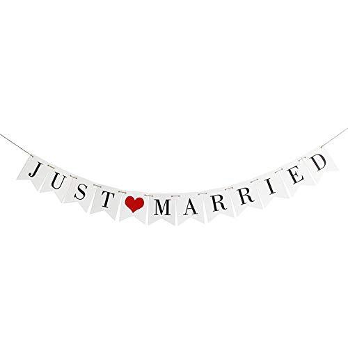 Vintage White Just Married Banner Wedding Bunting Photo Booth Props Signs Garland Bridal Shower Decoration - Decotree.co Online Shop