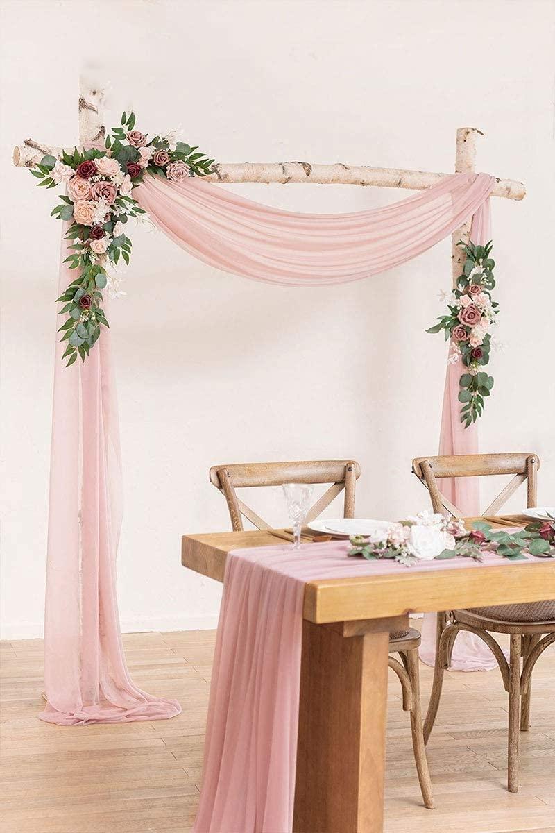 Wedding Arch Floral Swag Set Artificial Arch Flowers Wedding Arch Draping Fabric for Ceremony and Reception - Decotree.co Online Shop