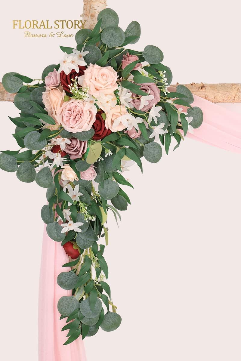 Wedding Arch Floral Swag Set Artificial Arch Flowers Wedding Arch Draping Fabric for Ceremony and Reception - Decotree.co Online Shop
