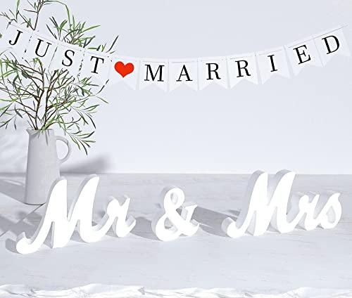 Wedding Decorations Set,Large Mr and Mrs Sign & Just Married Banner,Mr & Mrs Signs for Wedding Table,Wedding Decorations - Decotree.co Online Shop