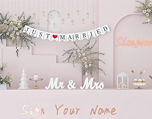 Wedding Decorations Set,Large Mr and Mrs Sign & Just Married Banner,Mr & Mrs Signs for Wedding Table,Wedding Decorations - Decotree.co Online Shop