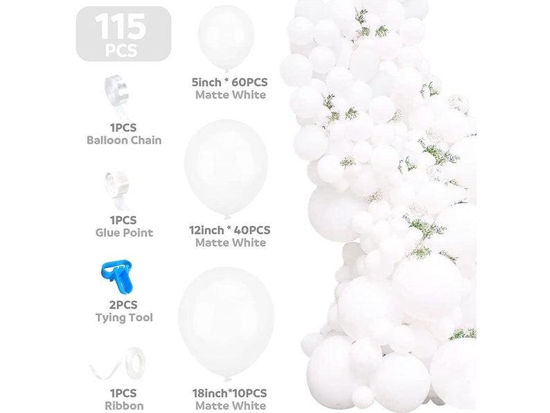 White Balloon Garland Kit 115PCS White Latex Balloons Arch Wedding Baby Shower Party Decor - Decotree.co Online Shop