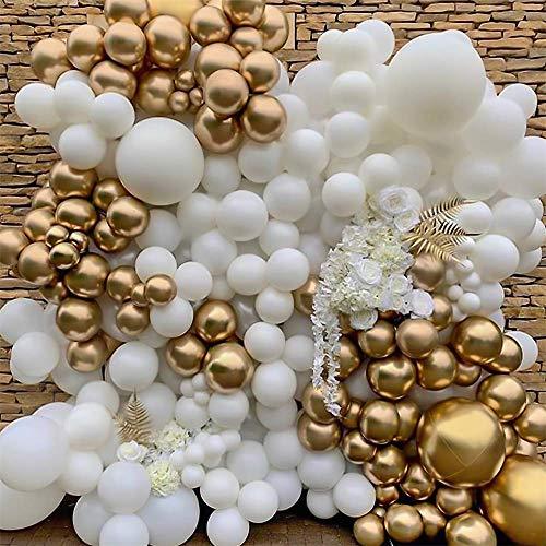 White Balloon Kit 135PCS 18In 12In 5In Metallic Gold Balloon Arch Garland For Festival Picnic Family Engagement, Wedding, Birthday - Decotree.co Online Shop