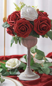White Foam Fake Roses with Stems for DIY Wedding Bouquets Baby Shower Centerpieces Floral Arrangements Party Decorations - Decotree.co Online Shop