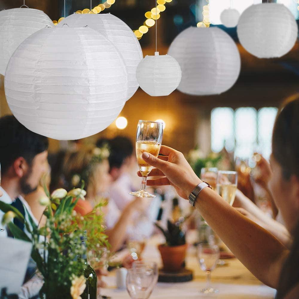 White Hanging Paper Lanterns for Wedding Party Decoration, 4 Size - Decotree.co Online Shop