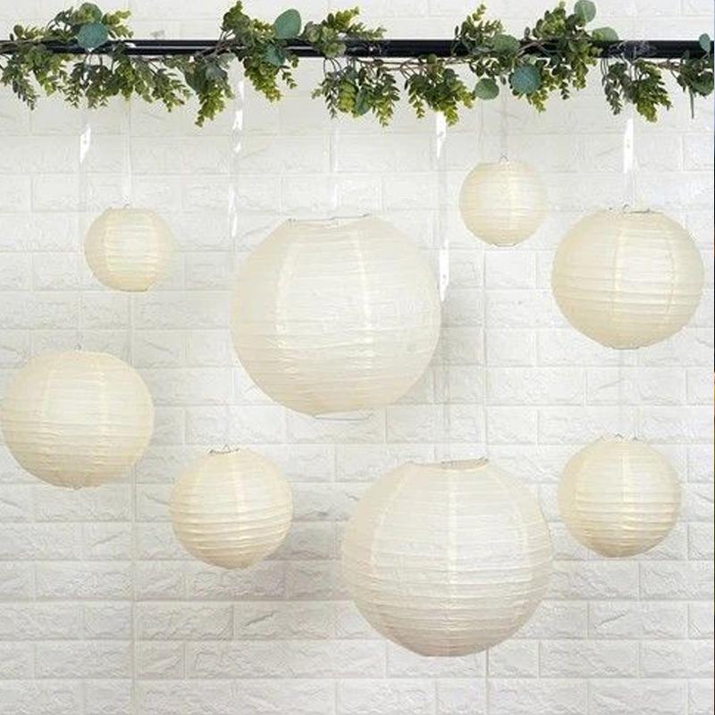 White Hanging Paper Lanterns for Wedding Party Decoration, 4 Size - Decotree.co Online Shop