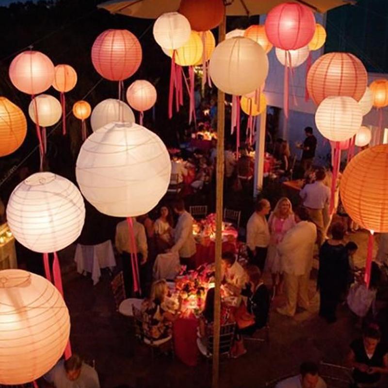 White Hanging Paper Lanterns for Wedding Party Decoration, 4 Size - Decotree.co Online Shop