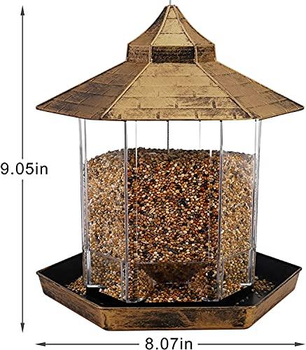 Wild Bird Feeder Hanging for Garden Yard Outside Decoration, Hexagon Shaped with Roof - Decotree.co Online Shop